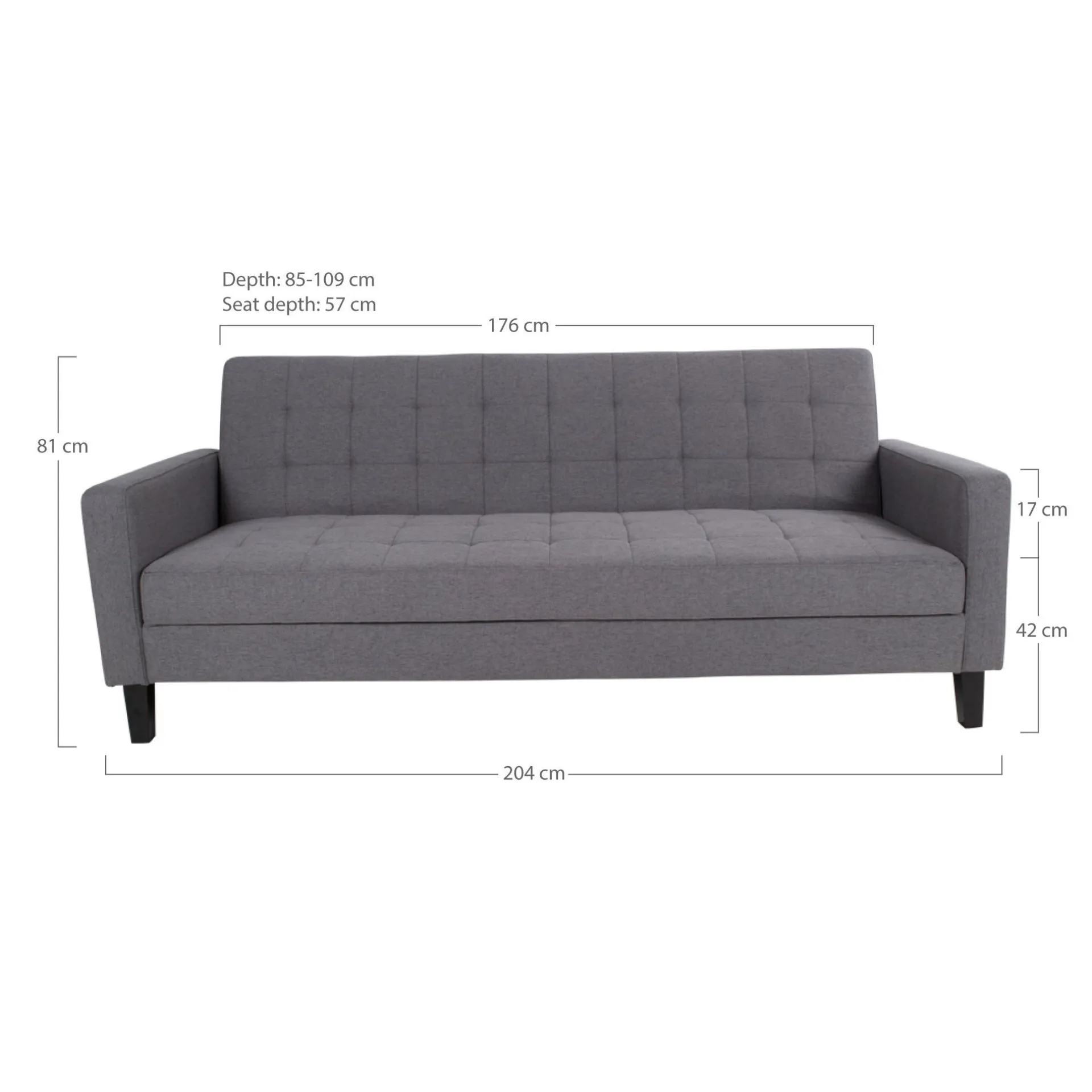 House Nordic Milton Schlafsofa - 204x85x81cm - mit Stauraum -