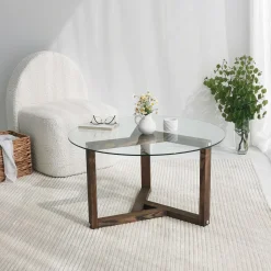 Emob Miro Couchtisch | GEHÄRTETES GLAS | Walnuss