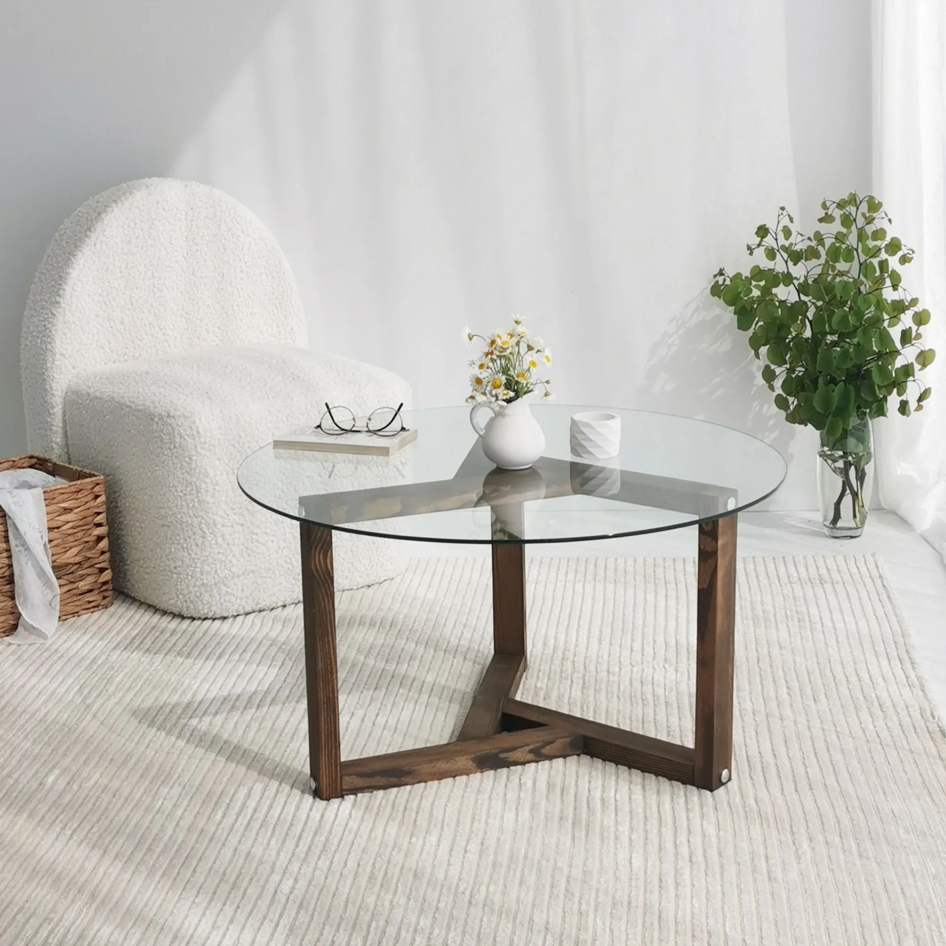 Emob Miro Couchtisch | GEHÄRTETES GLAS | Walnuss