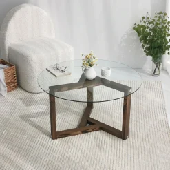 Emob Miro Couchtisch | GEHÄRTETES GLAS | Walnuss