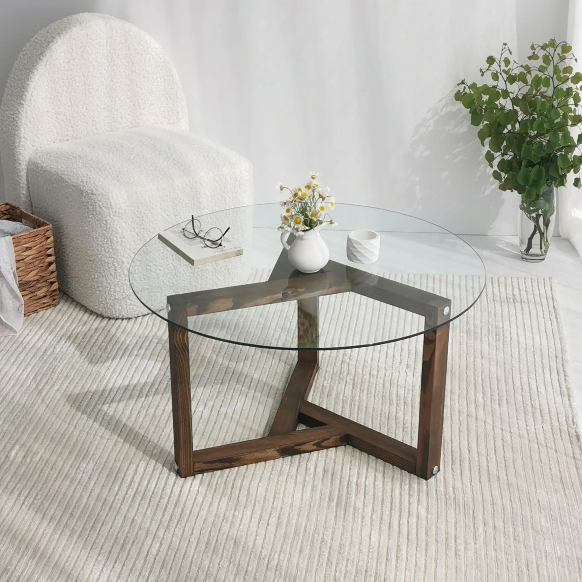 Emob Miro Couchtisch | GEHÄRTETES GLAS | Walnuss