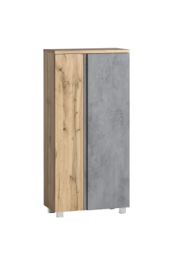Mittelgroßer Aufbewahrungsschrank Varese | 65 x 35 x 130 cm | Betonfarbenes Design