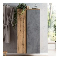 Mittelgroßer Aufbewahrungsschrank Varese | 65 x 35 x 130 cm | Betonfarbenes Design