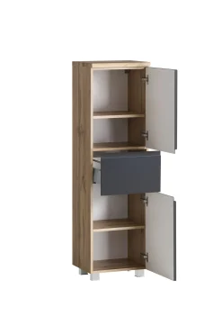 Mittelgroßer Säulenschrank Varese | 40 x 35 x 130 cm | Grau