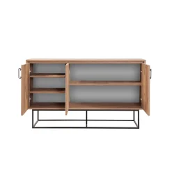 18mm Sapphire Mehrzweckschrank | 100% Melamin | Griffe, Beine | 140x80x40cm | Wandmontage | Atlantic Pine Schwarz
