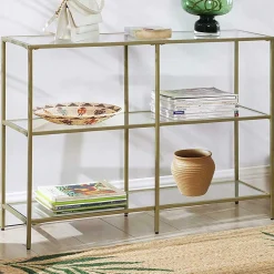 Vasagle Moderne Konsole Tisch, 3-Tier gehärtetem Glas Sofa Tisch mit Metallrahmen für Flur Wohnzimmer Schlafzimmer, Farbe
