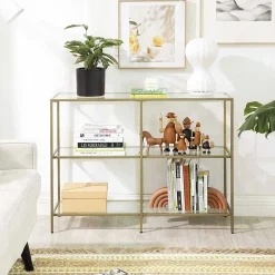 Vasagle Moderne Konsole Tisch, 3-Tier gehärtetem Glas Sofa Tisch mit Metallrahmen für Flur Wohnzimmer Schlafzimmer, Farbe