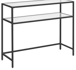 Vasagle Moderner Konsolentisch mit Stahlgestell und Ablagen aus gehärtetem Glas, für Wohnzimmer/Flur
