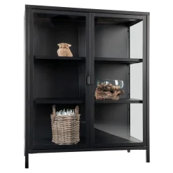 Moderner schwarzer Vitrinenschrank mit Glastüren