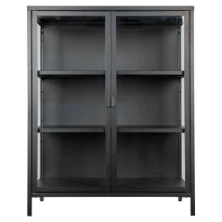 Moderner schwarzer Vitrinenschrank mit Glastüren