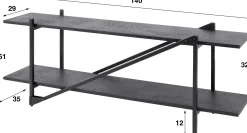 Moderner TV-Schrank 140cm grau mit MDF-Fachböden