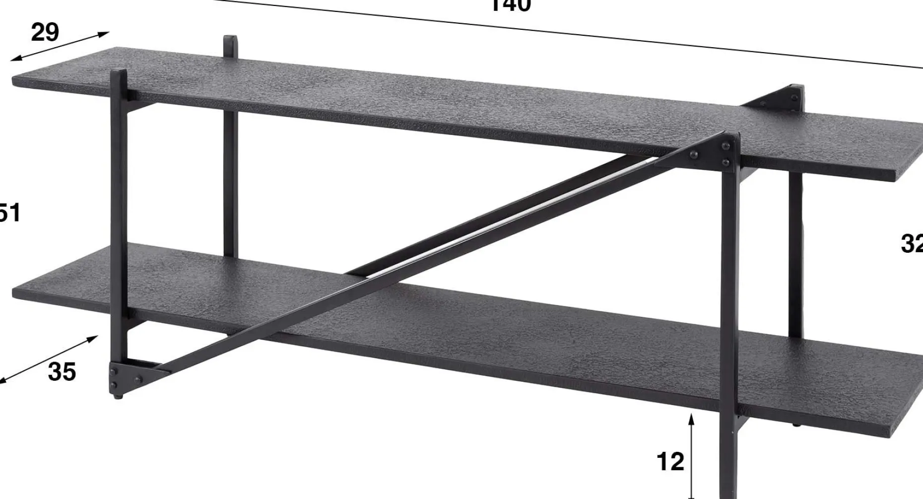 Moderner TV-Schrank 140cm grau mit MDF-Fachböden