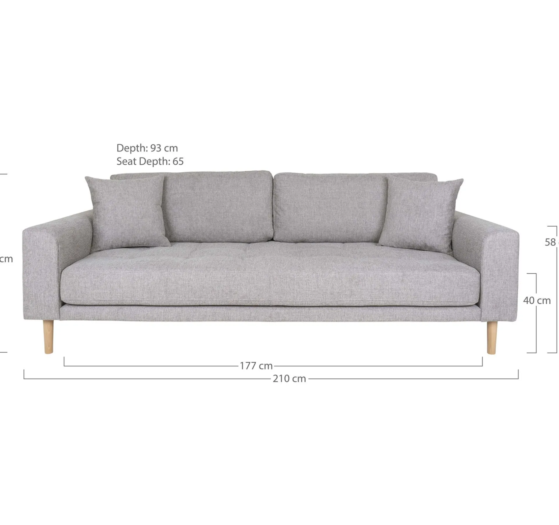 House Nordic Modernes Lido 3-Sitzer Sofa - Hell