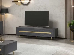 Modisches TV-Element Woody - Anthrazit Gold