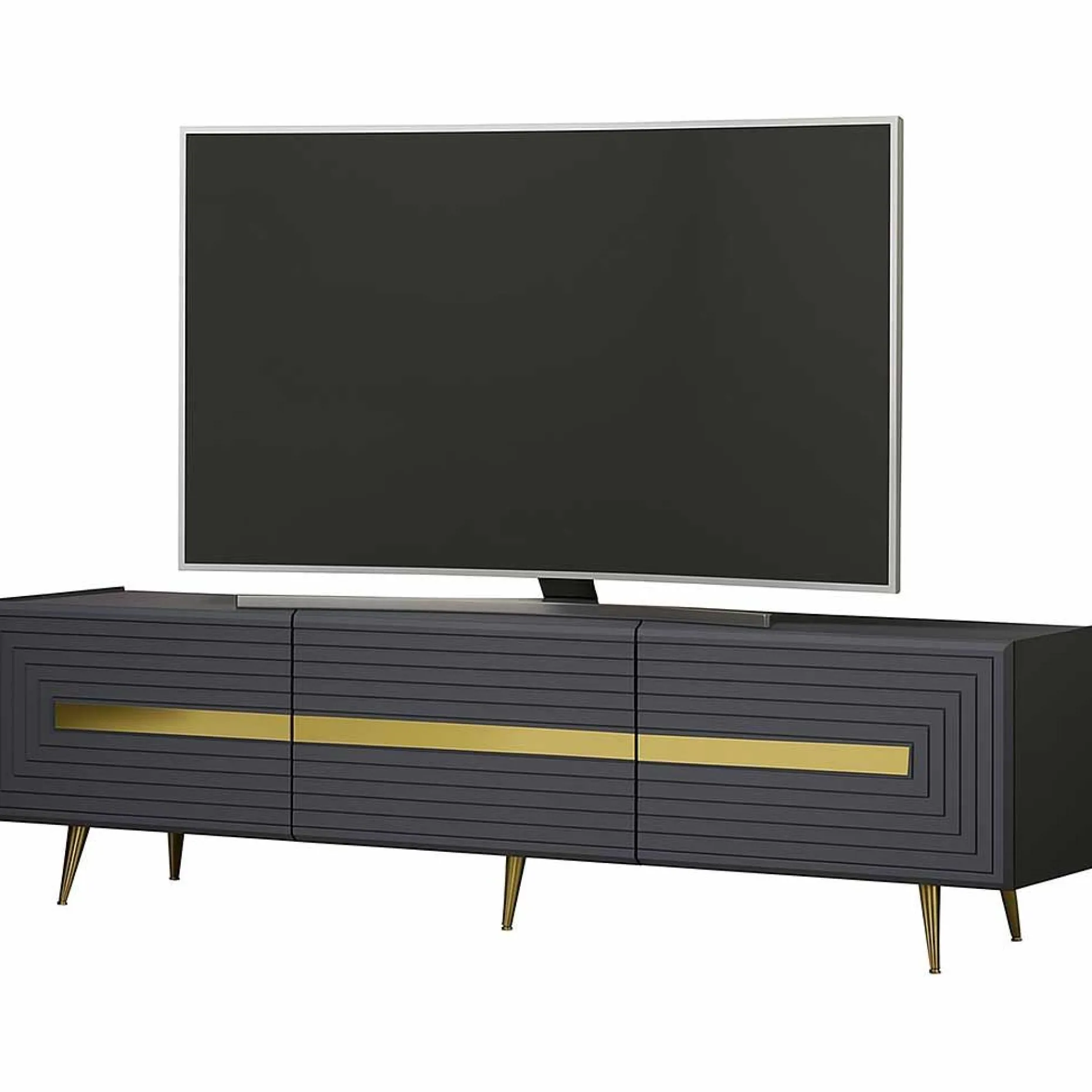 Modisches TV-Element Woody - Anthrazit Gold