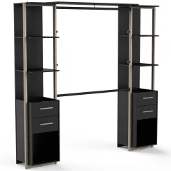 Mono Offener Kleiderschrank - 210x42x204cm - schwarz/Eiche Dekor