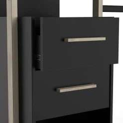 Mono Offener Kleiderschrank - 210x42x204cm - schwarz/Eiche Dekor