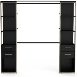Mono Offener Kleiderschrank - 210x42x204cm - schwarz/Eiche Dekor