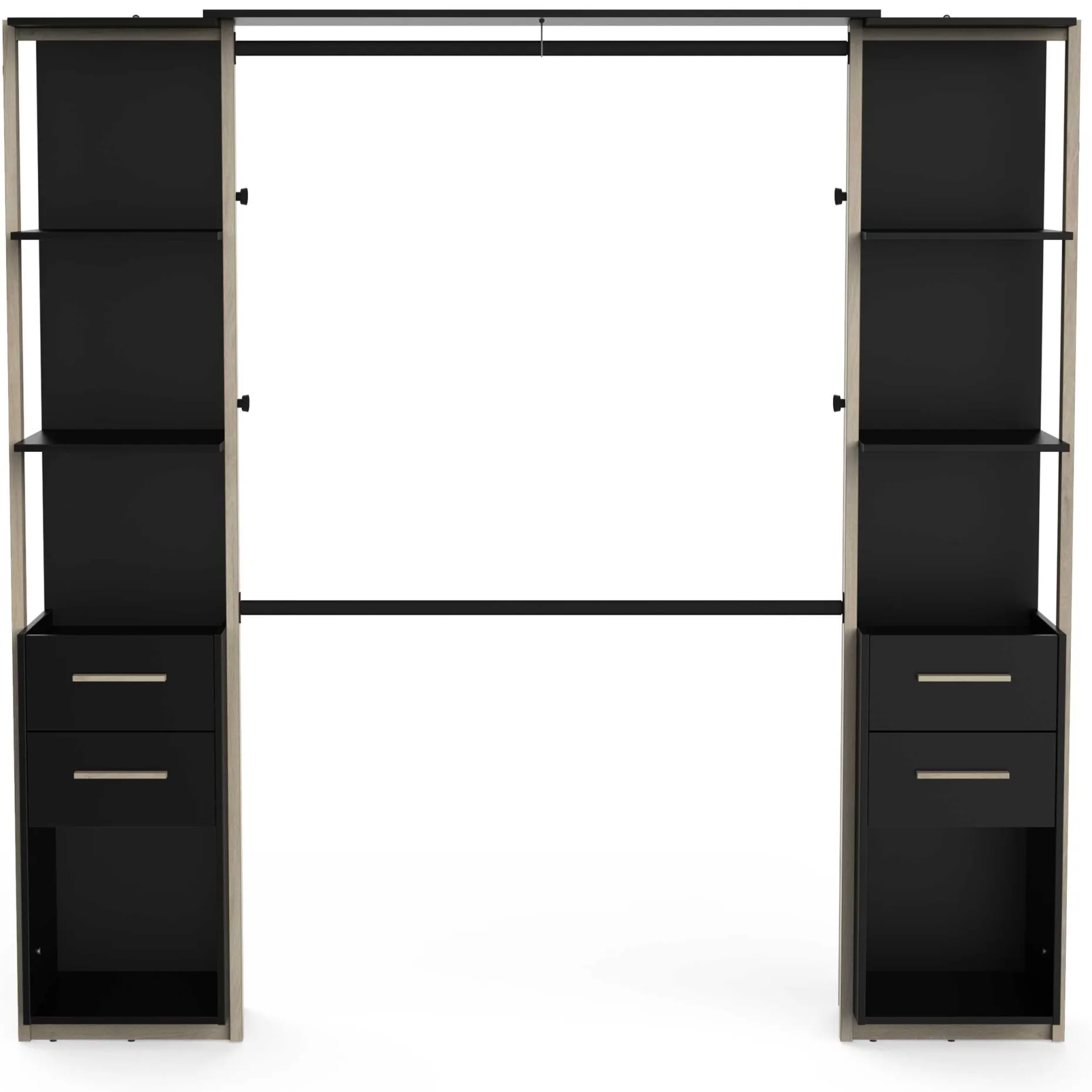 Mono Offener Kleiderschrank - 210x42x204cm - schwarz/Eiche Dekor
