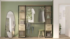 Mono Offener Kleiderschrank - 210x42x204cm - Eiche Dekor/schwarz