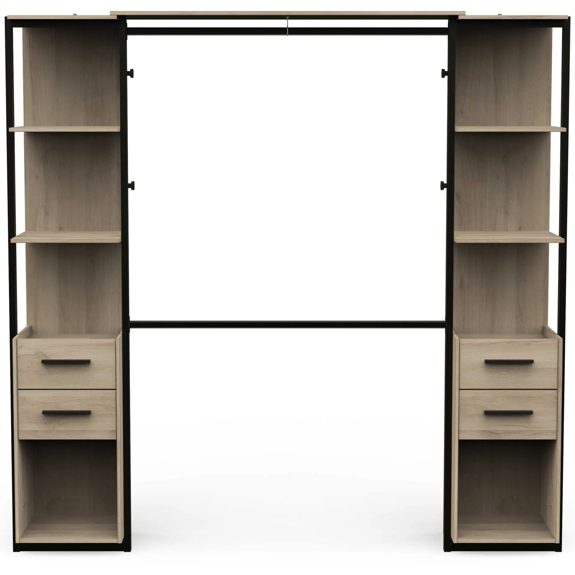 Mono Offener Kleiderschrank - 210x42x204cm - Eiche Dekor/schwarz