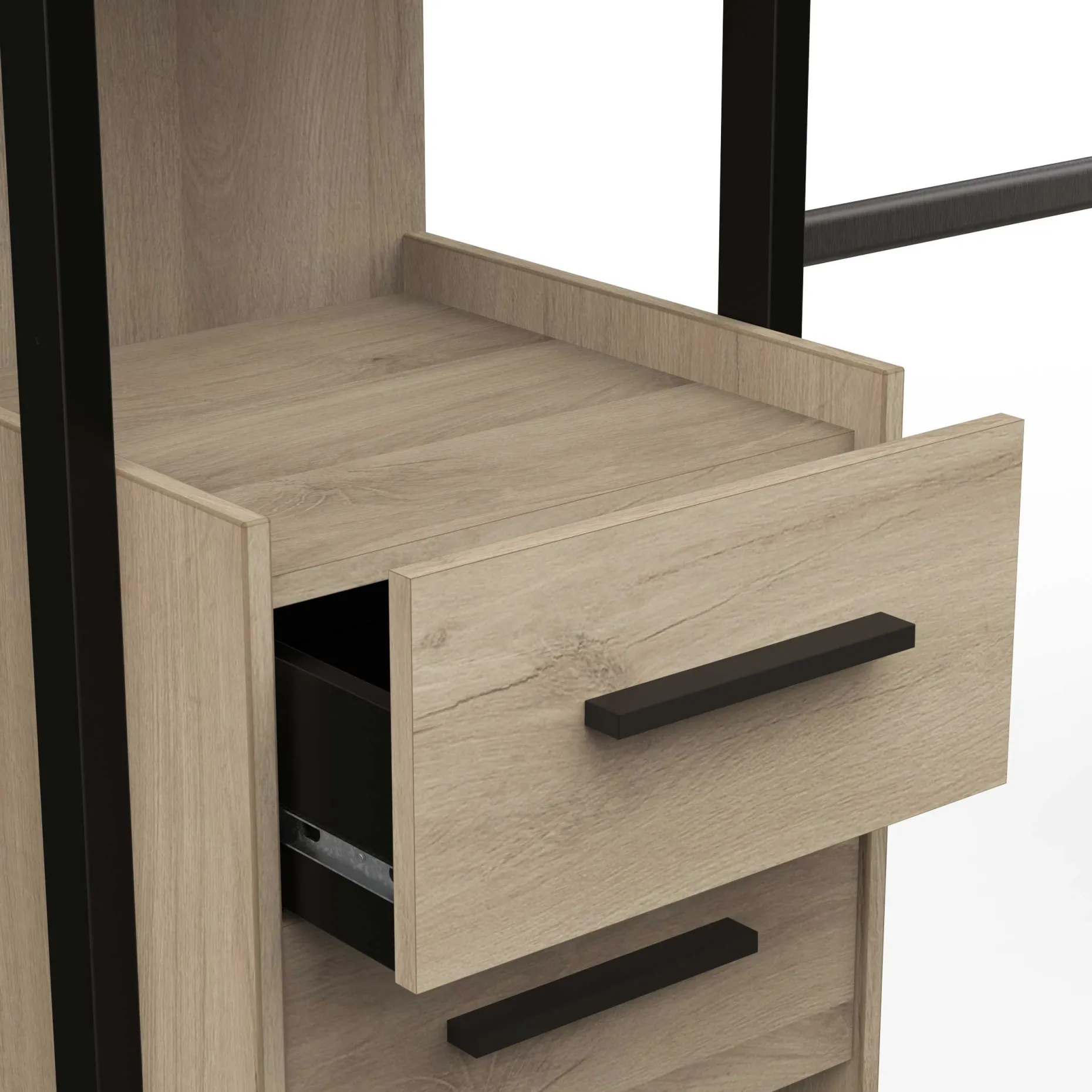 Mono Offener Kleiderschrank - 210x42x204cm - Eiche Dekor/schwarz