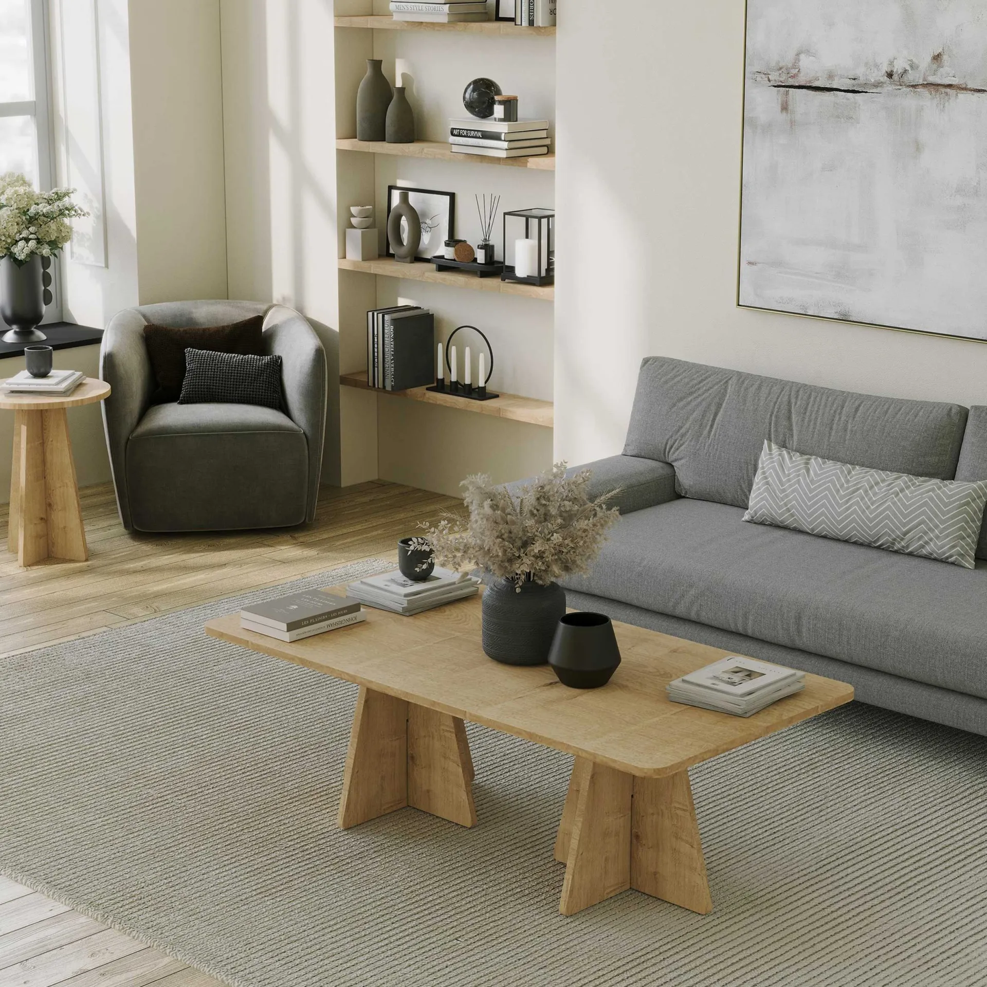 Emob Mushroom 2 Couchtisch | 100 % MELAMIN | Saphir-Eiche