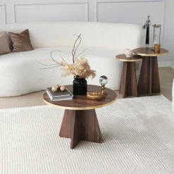 Emob Mushroom Couchtisch | 100 % MELAMIN | Gold, Walnuss