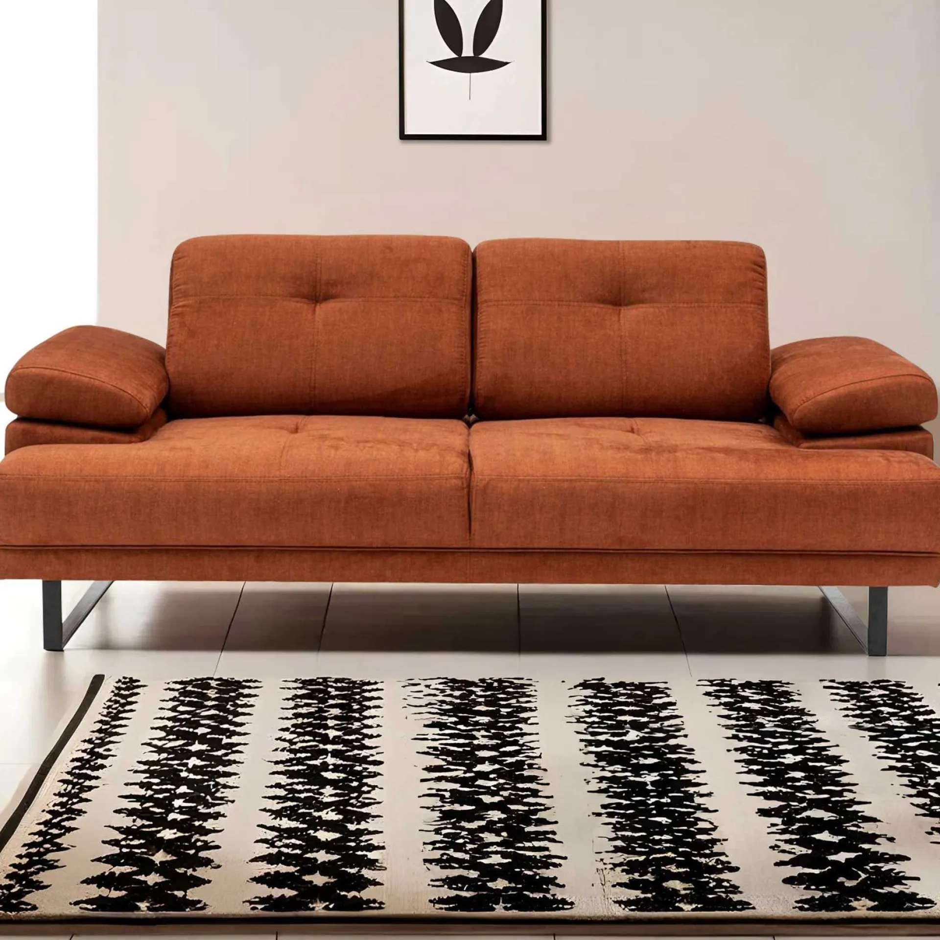 Emob Mustang 2-Sitzer-Schlafsofa | BUCHENHOLZ / SPANPLATTE | Orange