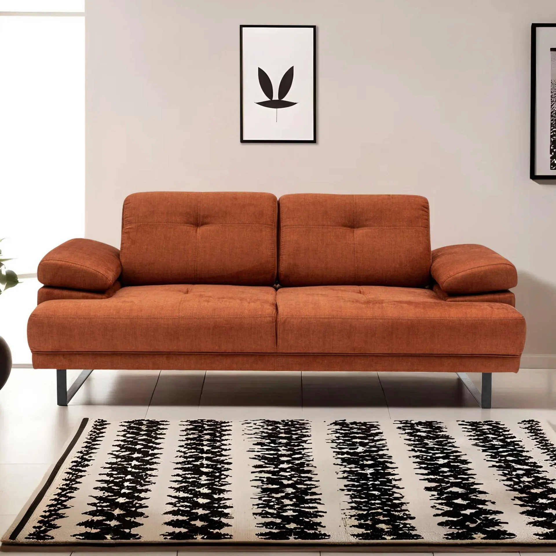 Emob Mustang 2-Sitzer-Schlafsofa | BUCHENHOLZ / SPANPLATTE | Orange
