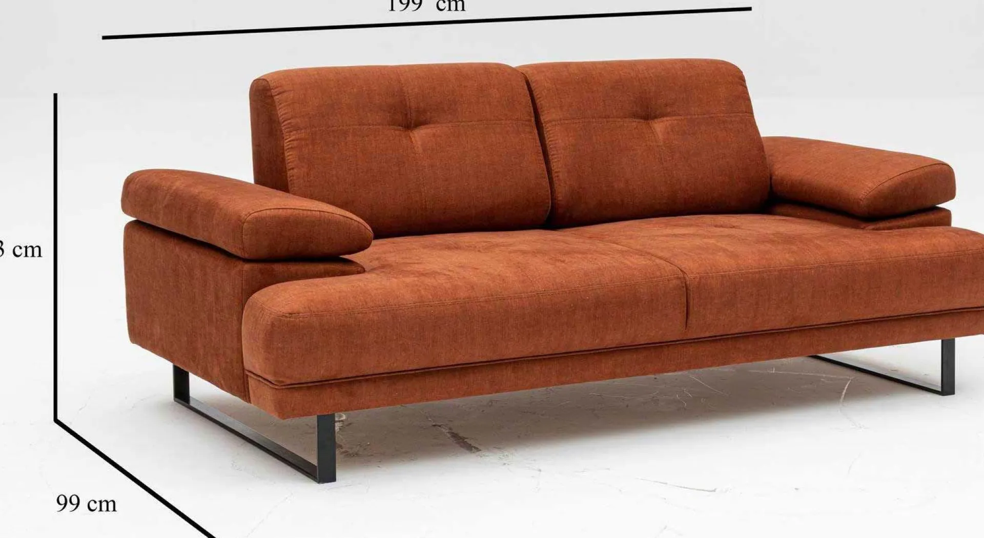 Emob Mustang 2-Sitzer-Schlafsofa | BUCHENHOLZ / SPANPLATTE | Orange