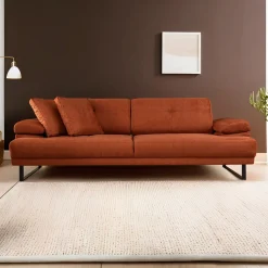 Emob Mustang 3-Sitzer-Schlafsofa | BUCHENHOLZ / SPANPLATTE | Orange