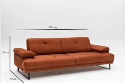 Emob Mustang 3-Sitzer-Schlafsofa | BUCHENHOLZ / SPANPLATTE | Orange