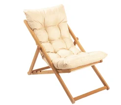 Emob My006 Gartenstuhl | Buchenholzkörper | Braun, Creme