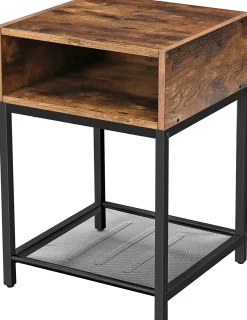 Nachttisch Brad 1 Fach 1 Ablage - rustikal braun/schwarz