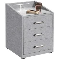 Nachttisch Bronco mit Beleuchtung und USB-Anschluss - grau