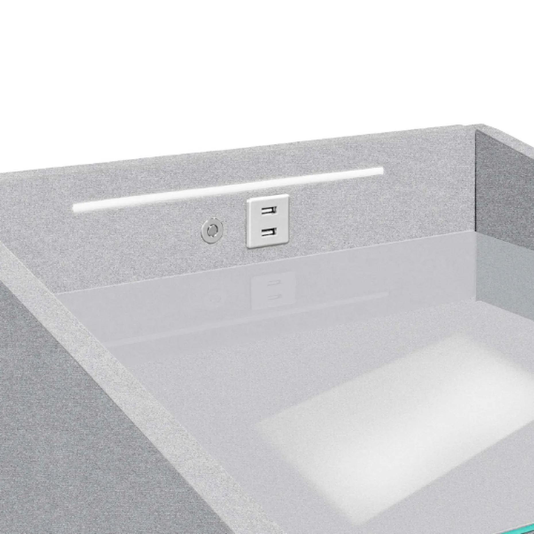 Nachttisch Bronco mit Beleuchtung und USB-Anschluss - grau
