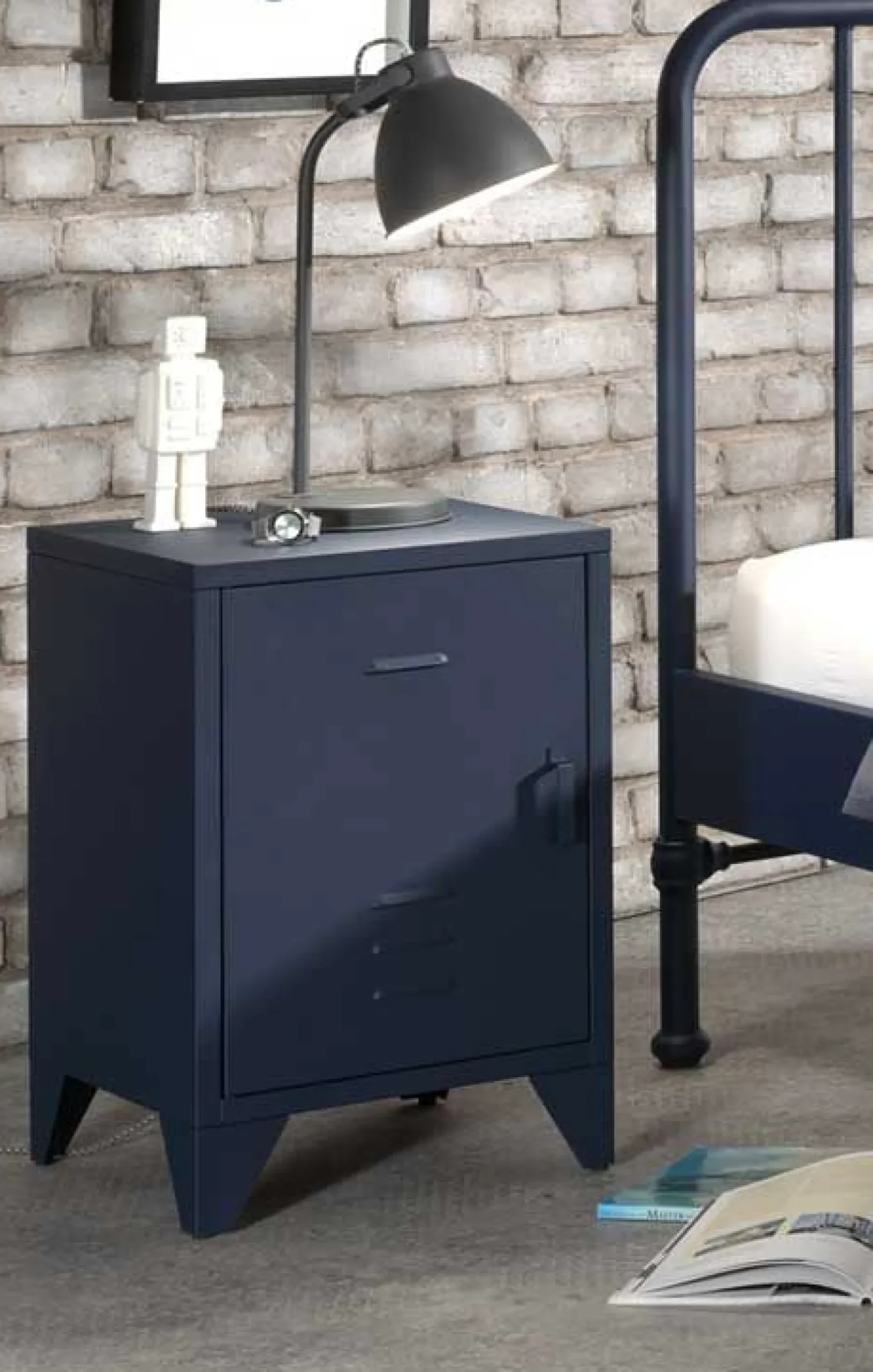 Nachttisch Bronxx Metall 40x60 - matt blau denim