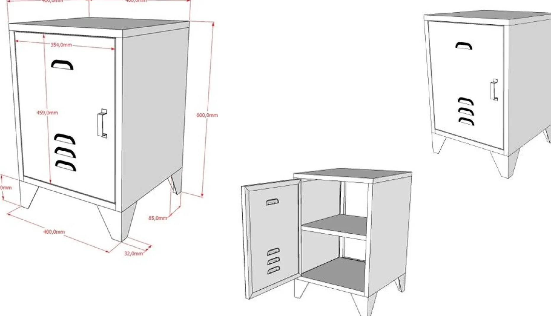 Nachttisch Bronxx Metall 40x60 - matt blau denim