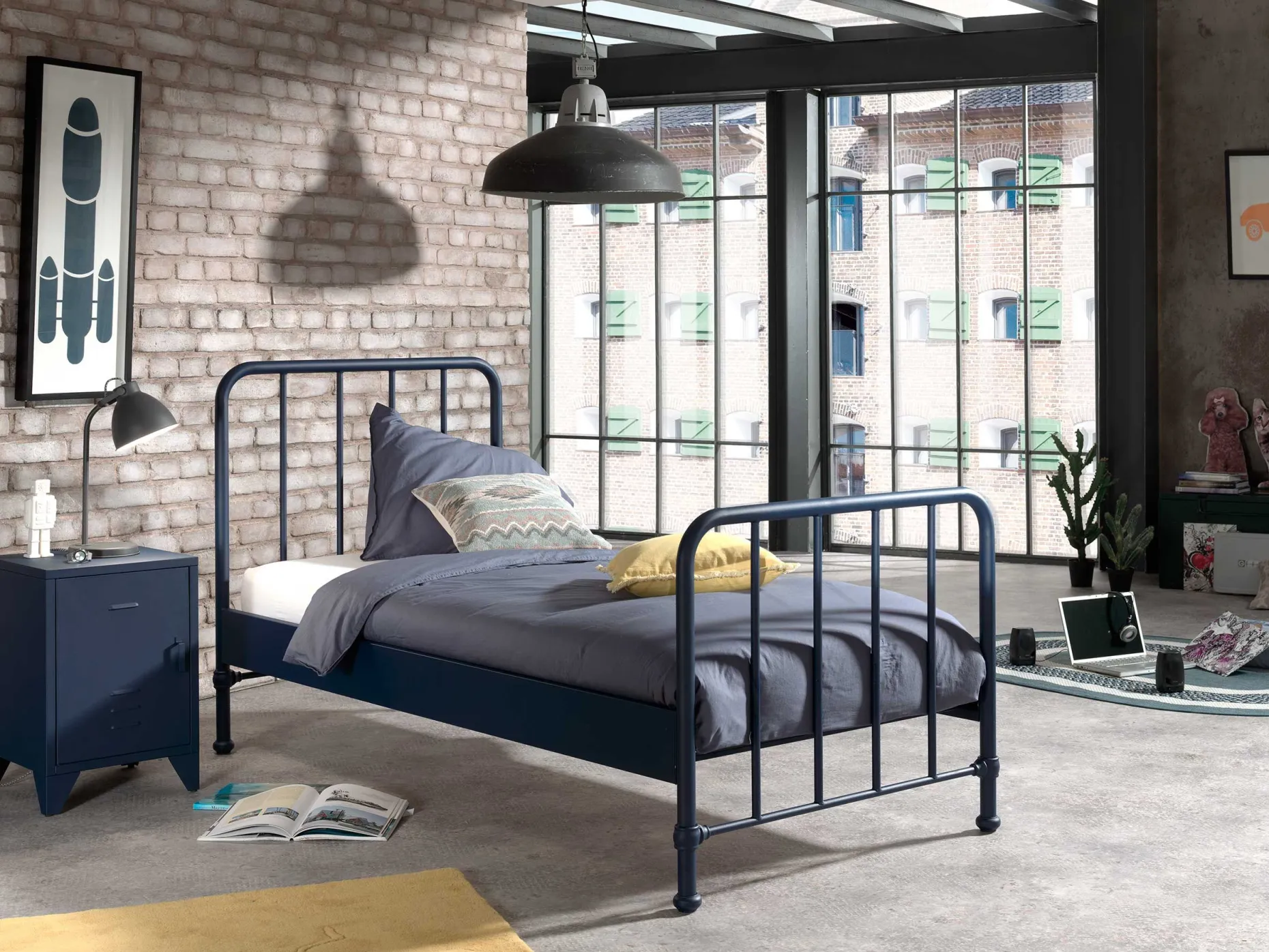 Nachttisch Bronxx Metall 40x60 - matt blau denim