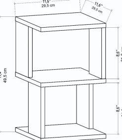 Emob Nachttisch Carter - 100% MELAMINE - - 29,6 x 49,4 x 29,6 cm