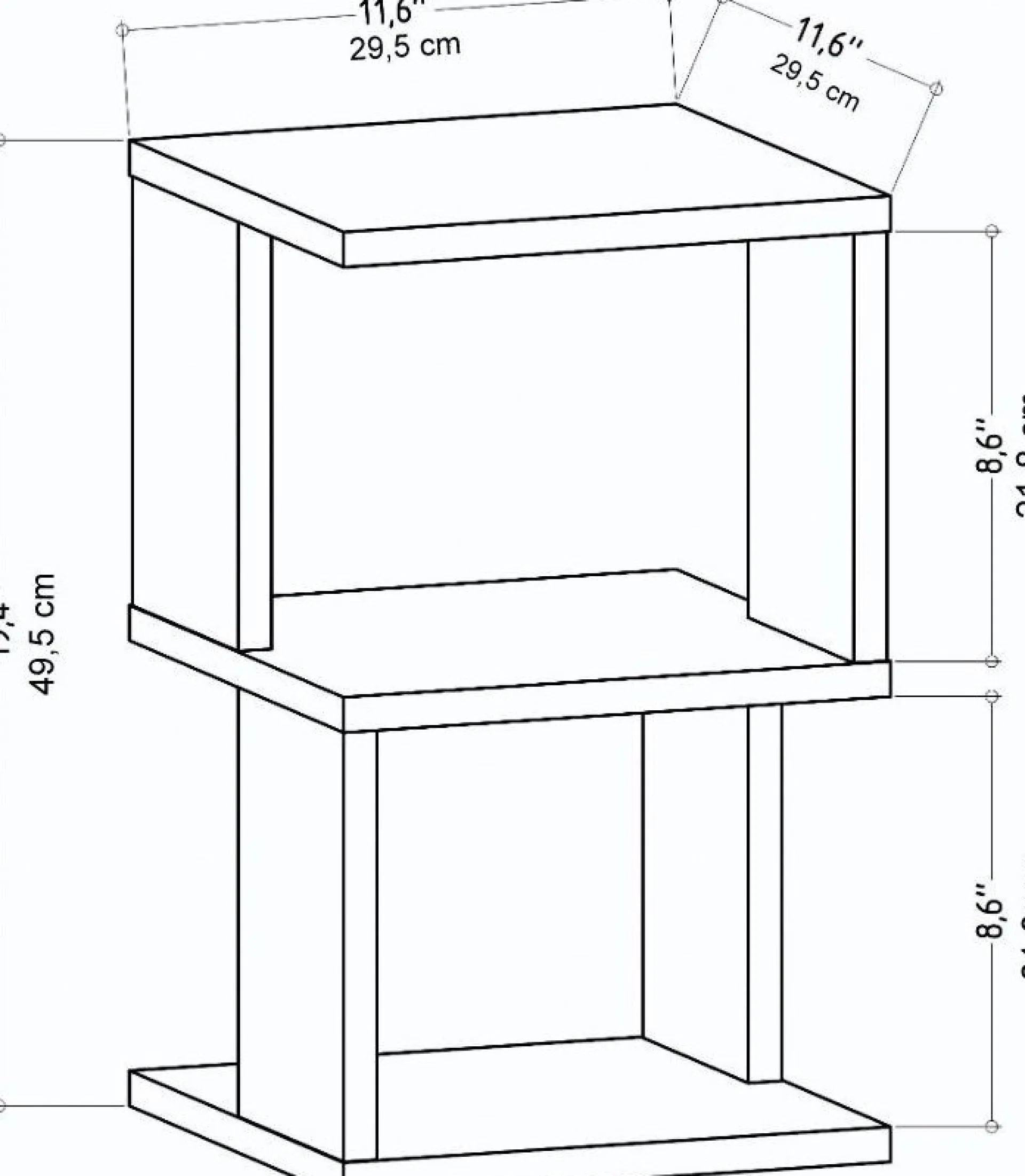Emob Nachttisch Carter - 100% MELAMINE - - 29,6 x 49,4 x 29,6 cm