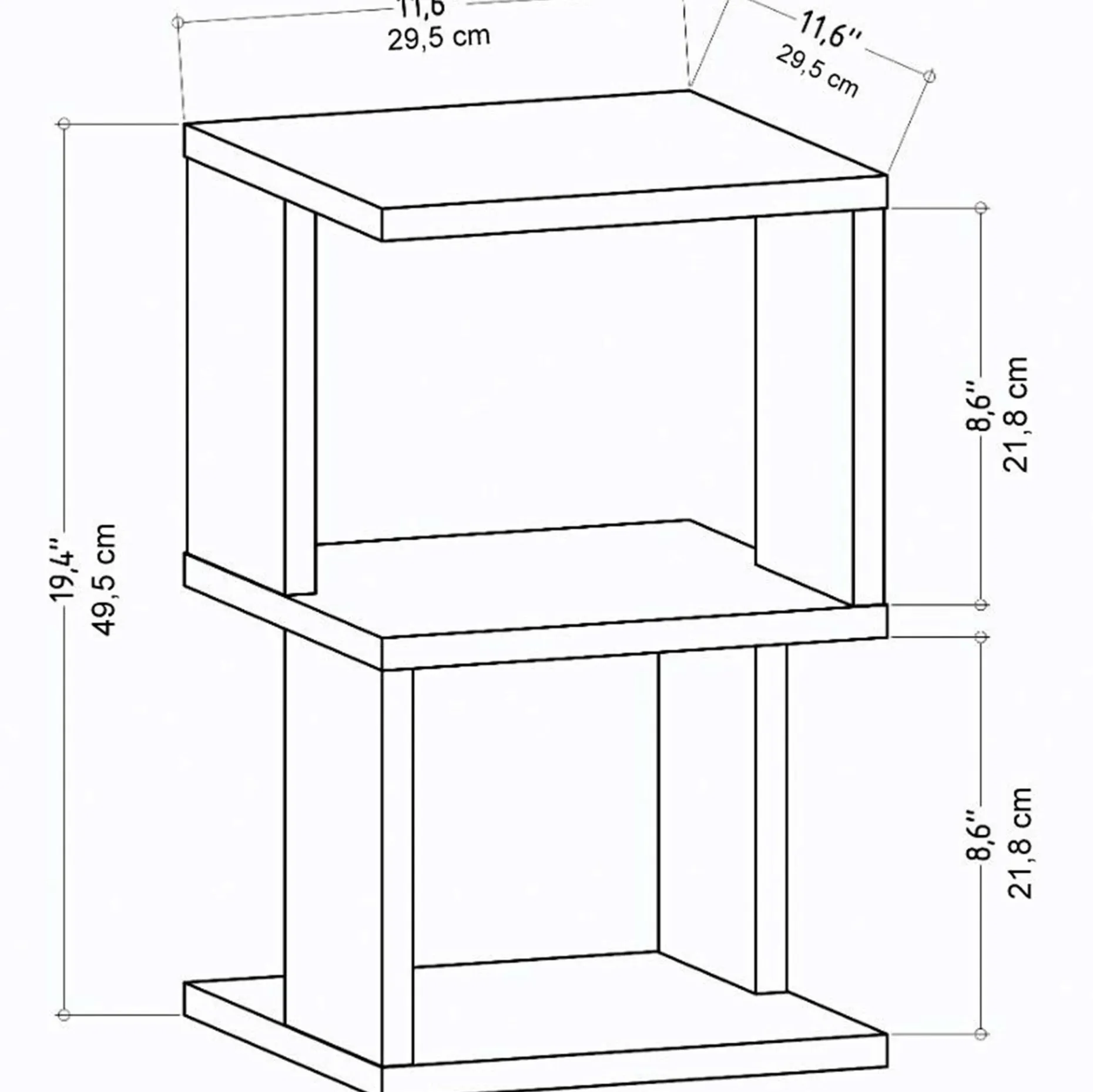 Nachttisch Carter - 100% MELAMINE - Eiche - 29,6 x 49,4 x 29,6 cm