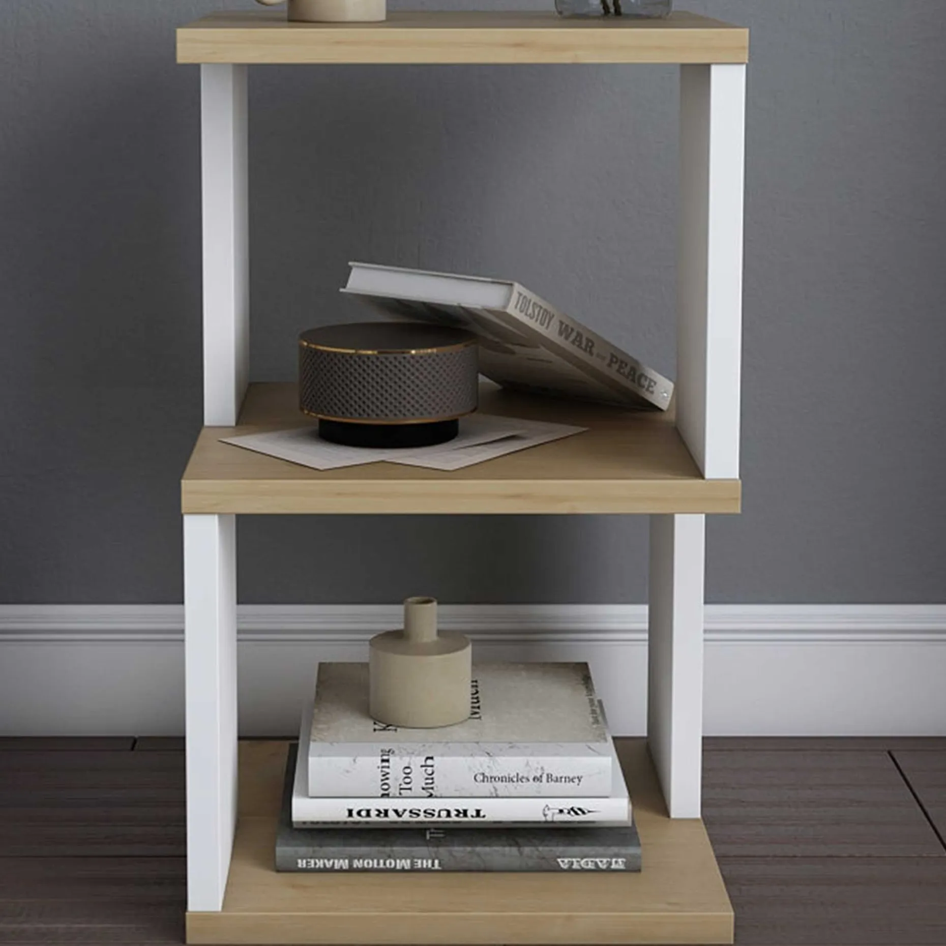 Nachttisch Carter - 100% MELAMINE - Eiche - 29,6 x 49,4 x 29,6 cm