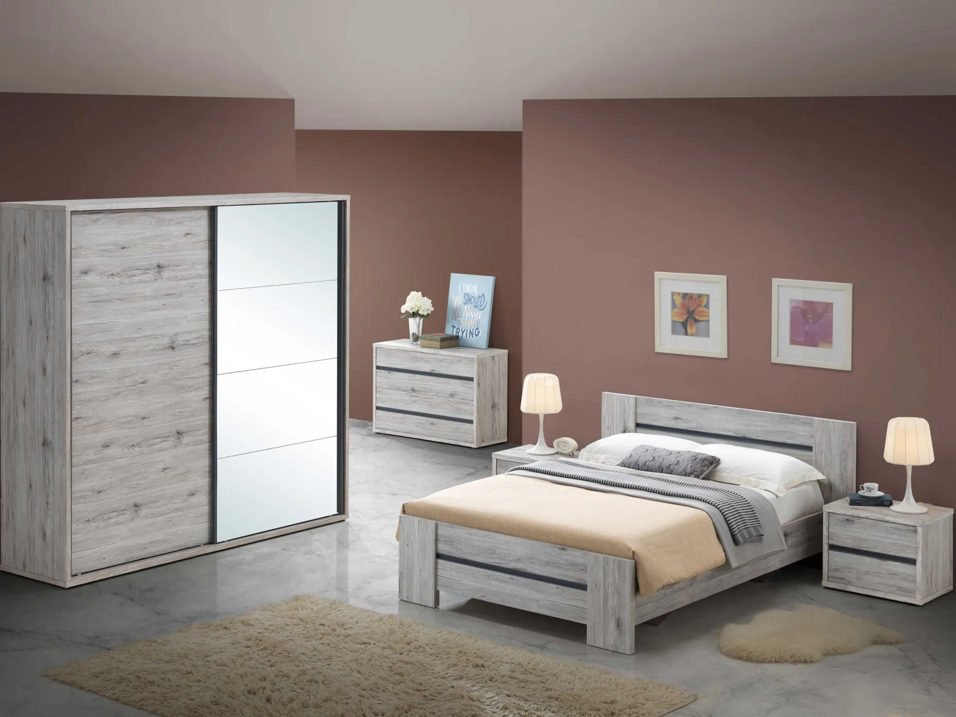 Nachttisch Forever 1 Schublade - grau