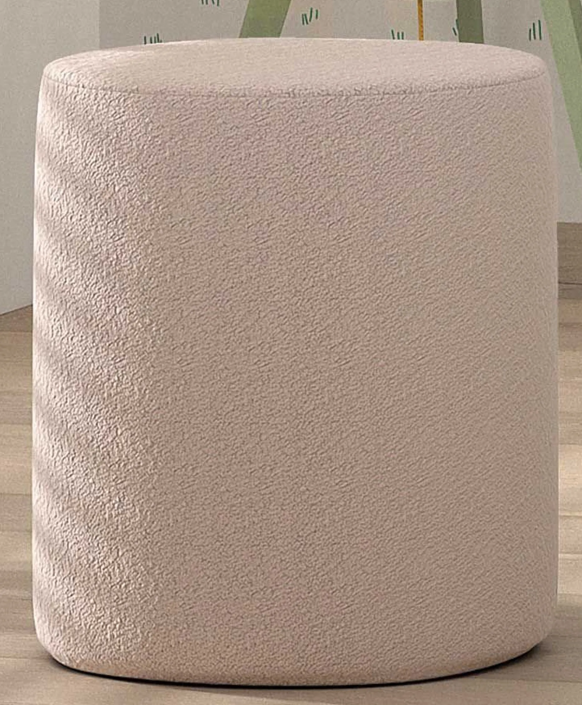 Nachttisch / Fußhocker Maeva - 41x41x41,5 cm - Rosa Bouclé-Stoff