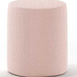 Nachttisch / Fußhocker Maeva - 41x41x41,5 cm - Rosa Bouclé-Stoff