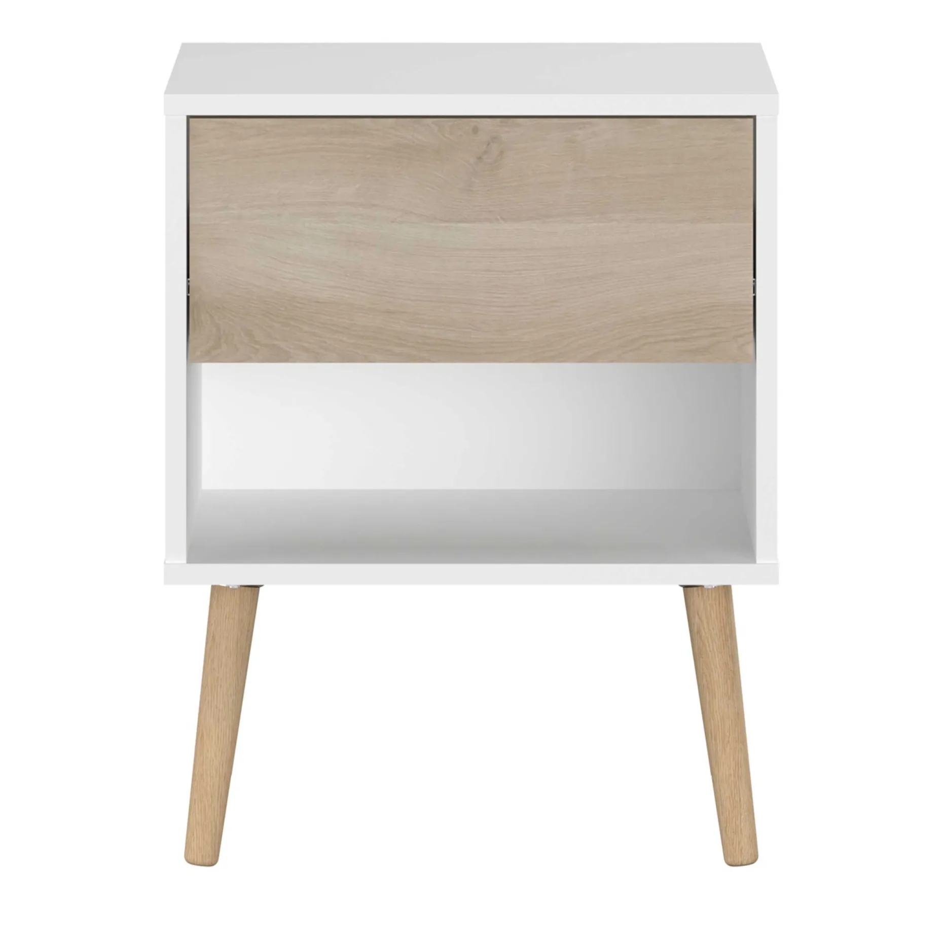 Nachttisch Hardy 44cm 1 Schublade - Molke/Eiche