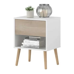 Nachttisch Hardy 44cm 1 Schublade - Molke/Eiche