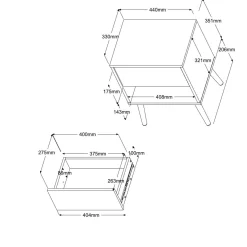 Nachttisch Hardy 44cm 1 Schublade - Molke/Eiche